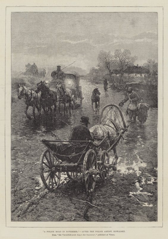 Een Poolse weg in november door Alfred von Wierusz Kowalski