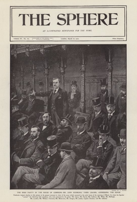 Ierse MP John Redmond spreekt het Lagerhuis toe door Alfred (after) Pearse