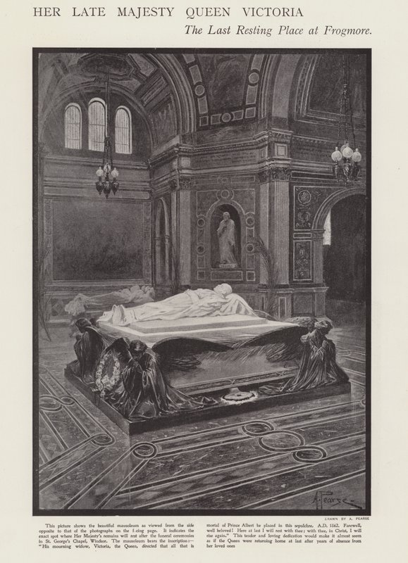 De laatste rustplaats van koningin Victoria in Frogmore (litho) door Alfred (after) Pearse