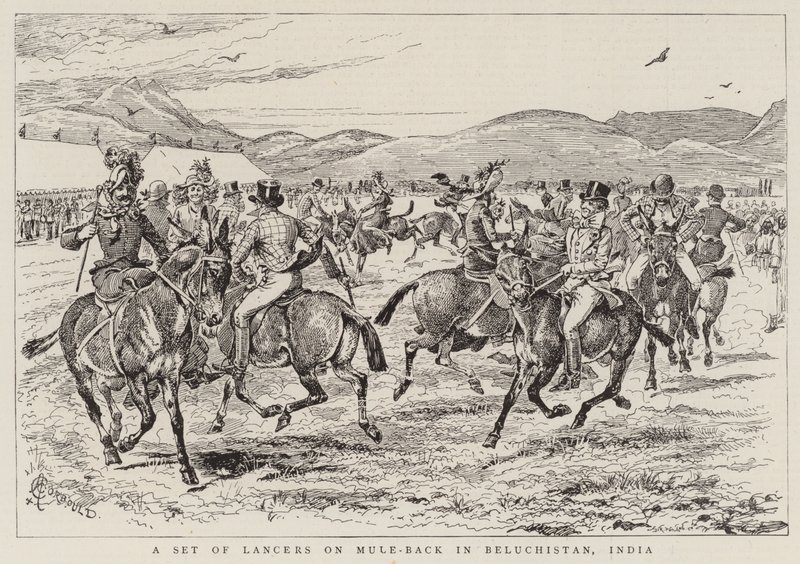 Een Set Lansiers op Muilezels in Beluchistan, India door Alfred Chantrey Corbould