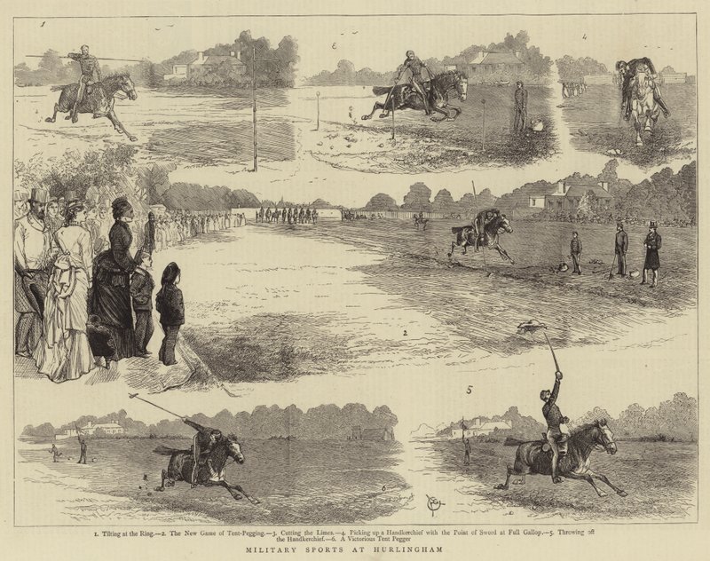 Militaire sporten in Hurlingham door Alfred Chantrey Corbould