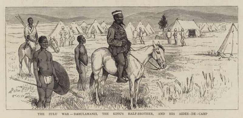 De Zoeloe-oorlog, Dabulamanzi, de halfbroer van de koning, en zijn adjudanten door Alfred Chantrey Corbould