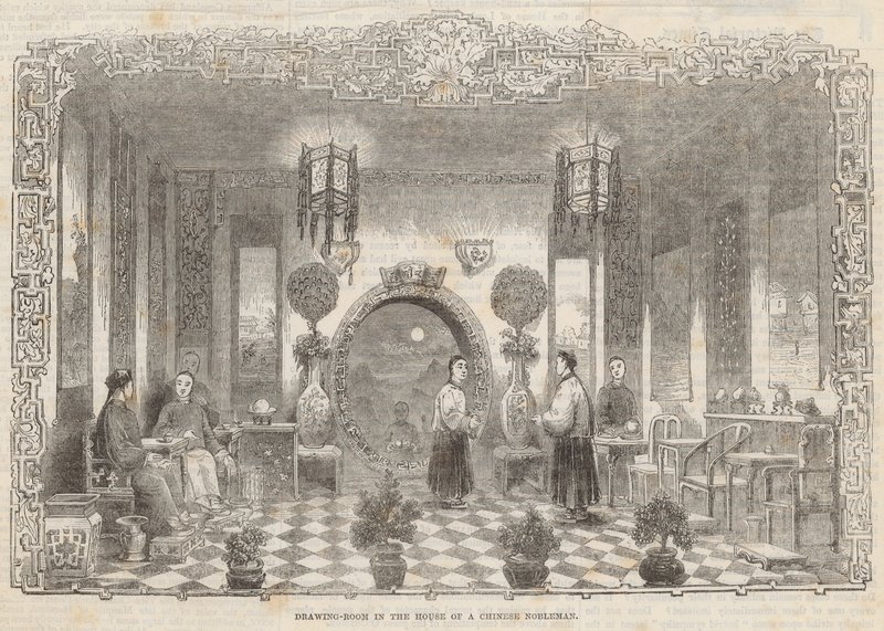 Salon in het huis van een Chinese edelman door Alfred Crowquill