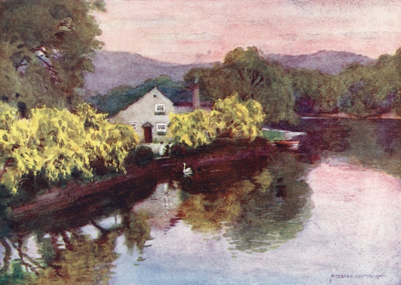 Lake District: Oude Laburnums bij Newby Bridge, Windermere door Alfred Heaton Cooper