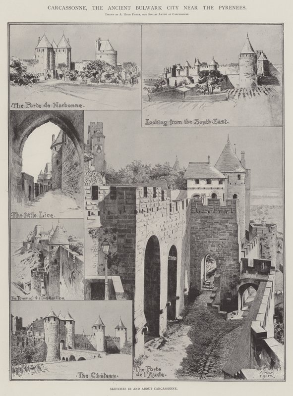 Carcassonne, de Oude Vestingstad bij de Pyreneeën door Alfred Hugh Fisher