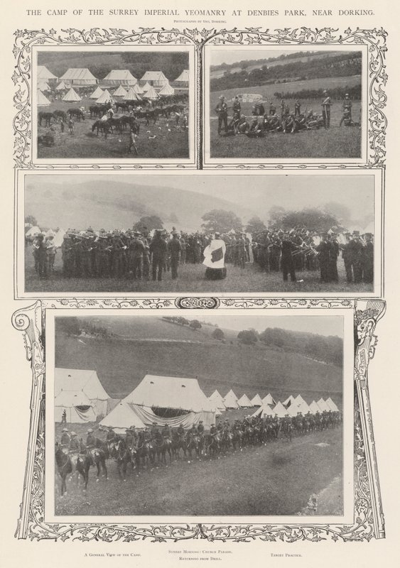 Het Kamp van de Surrey Imperial Yeomanry in Denbies Park, nabij Dorking door Alfred Hugh Fisher