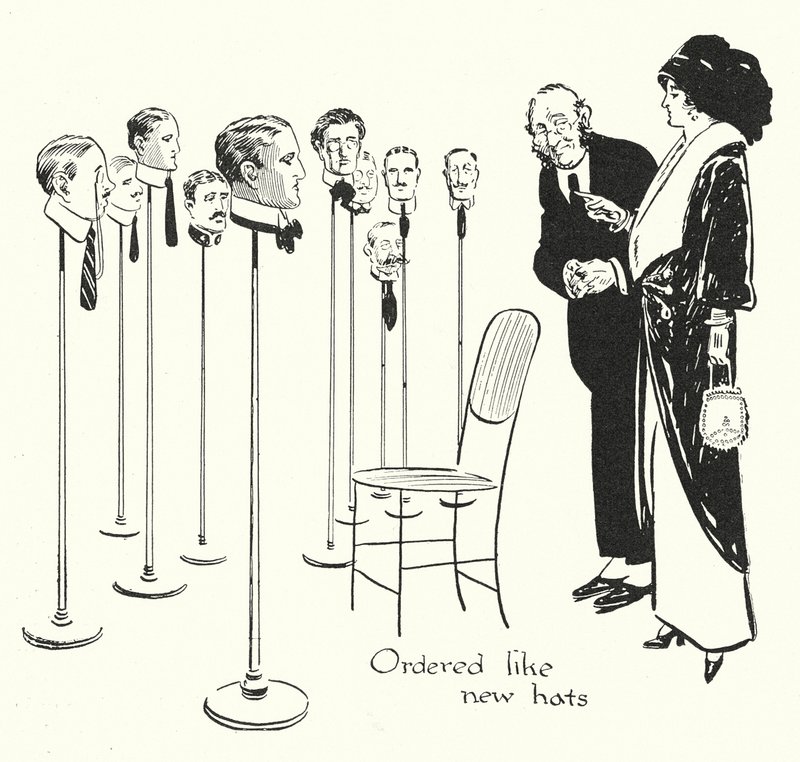 Mannen selecteren als hoeden door Alfred Leete