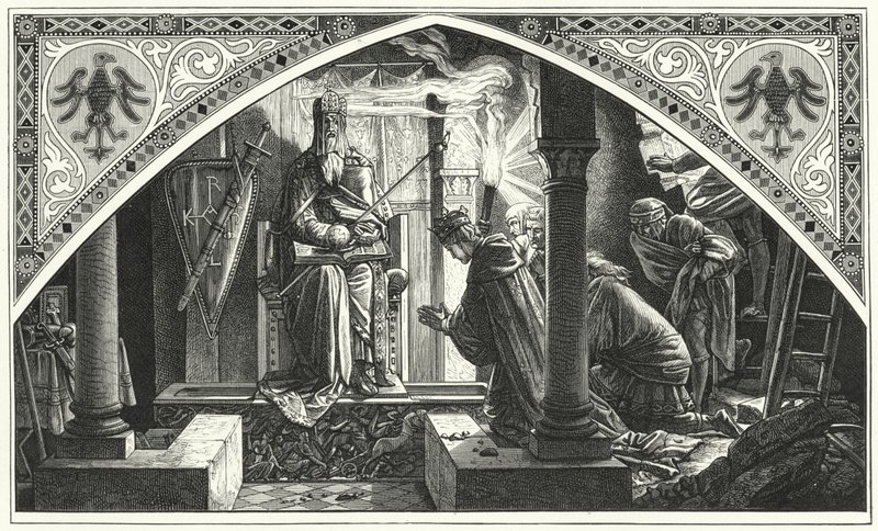 Otto III bij het graf van Karel de Grote door Alfred Rethel