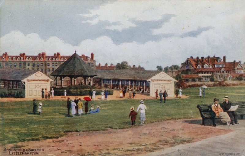 Muziekkoepel en schuilplaats, Littlehampton door Alfred Robert Quinton