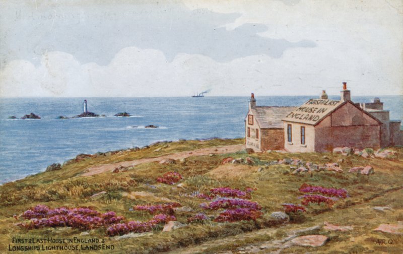 Eerste en laatste huis in Engeland en Longships vuurtoren, Lands End door Alfred Robert Quinton