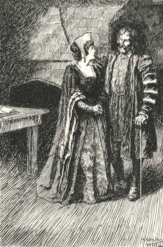 Margaret Roper, oudste dochter van Sir Thomas More, bezoekt haar vader in de gevangenis, 1535 door Alfred Wallis Mills