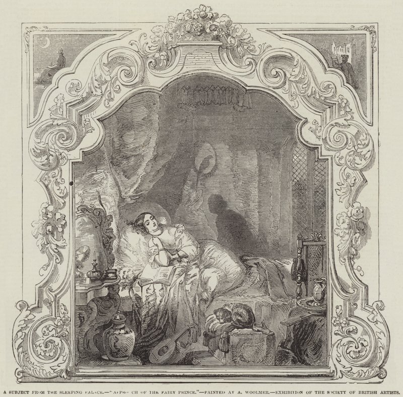 Een Onderwerp uit het Slaap Paleis, Nadering van de Fee Prins door Alfred Woolmer