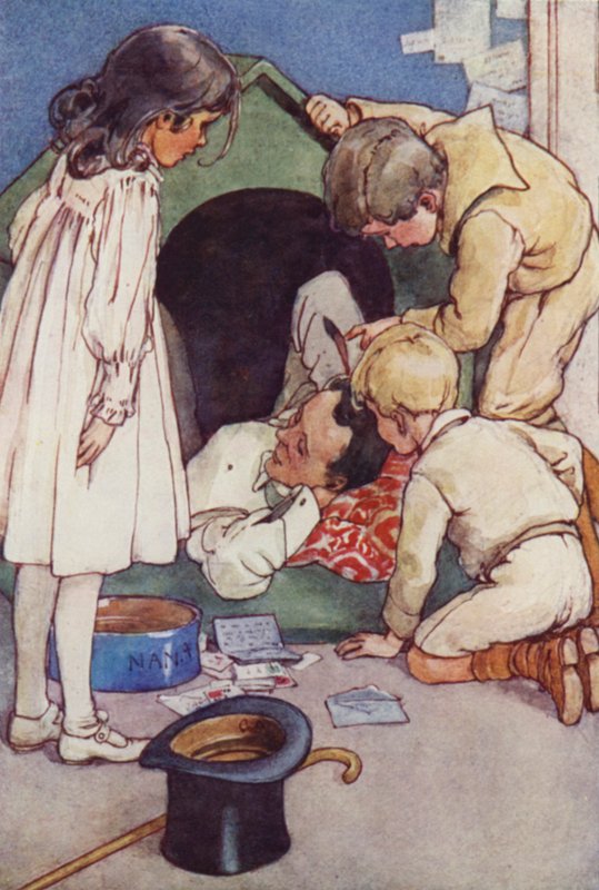 Hij zou in de kennel wonen tot de terugkeer van zijn kinderen. door Alice Bolingbroke (after) Woodward