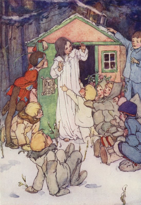 De verloren jongens knielden voor haar door Alice Bolingbroke (after) Woodward