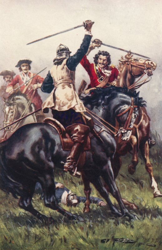 Gevecht tussen een Ironside en een Cavalier door Allan (after) Stewart