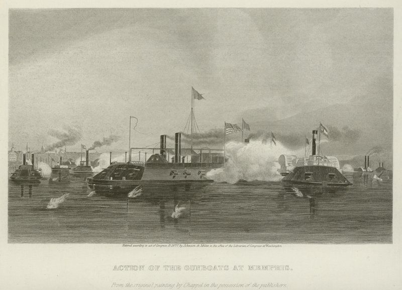 Actie van de kanonneerboten bij Memphis, 1862 door Alonzo Chappel