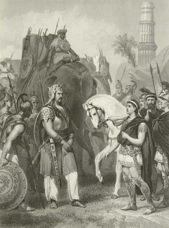Overgave van Porus aan keizer Alexander, 326 v.Chr. door Alonzo Chappel