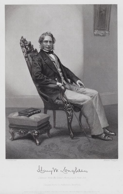 Henry Wadsworth Longfellow door Alonzo (after) Chappel