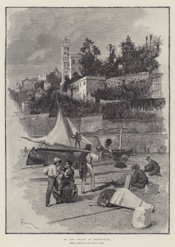 Op het Strand bij Bordighera door Amedee Forestier