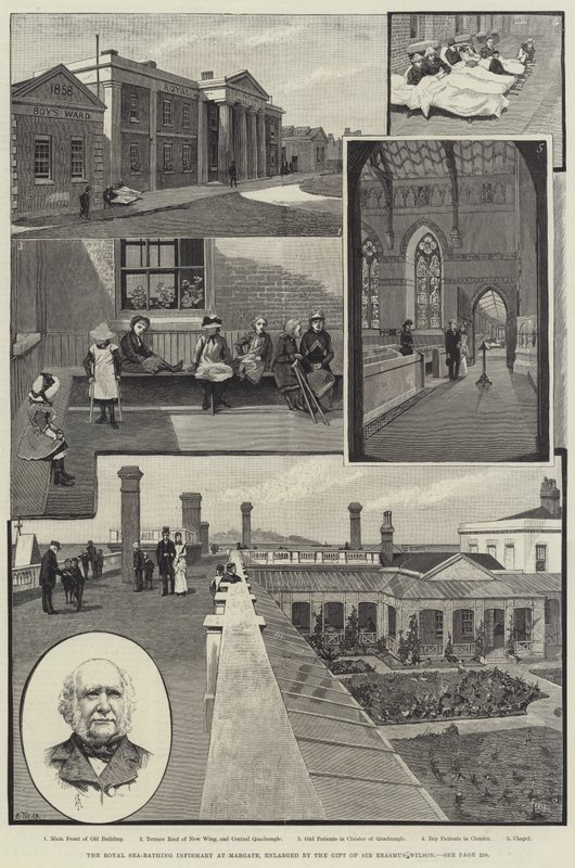 Het Koninklijk Zeebad Infirmary in Margate, vergroot door de gift van Sir Erasmus Wilson door Amedee Forestier
