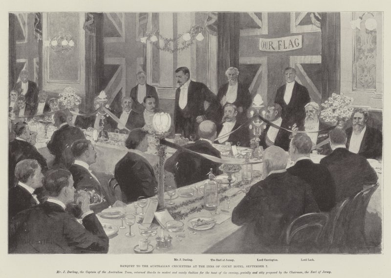 Banket voor de Australische Cricketers in het Inns of Court Hotel, 7 september door Amedee Forestier