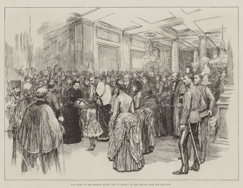 De koningin bij het Mansion House, City of London, bij haar terugkeer uit het oosten door Amedee Forestier