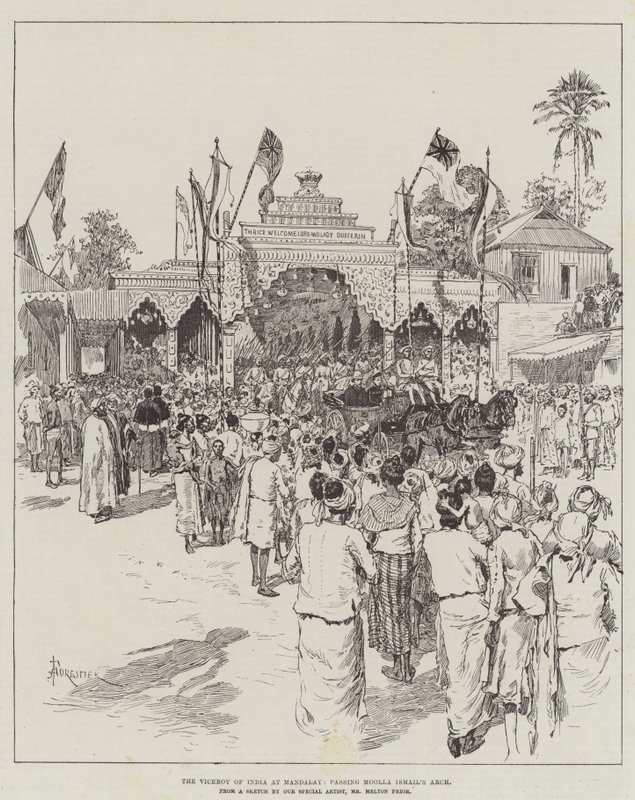 De Onderkoning van India in Mandalay, langs de Boog van Moolla Ismail door Amedee Forestier