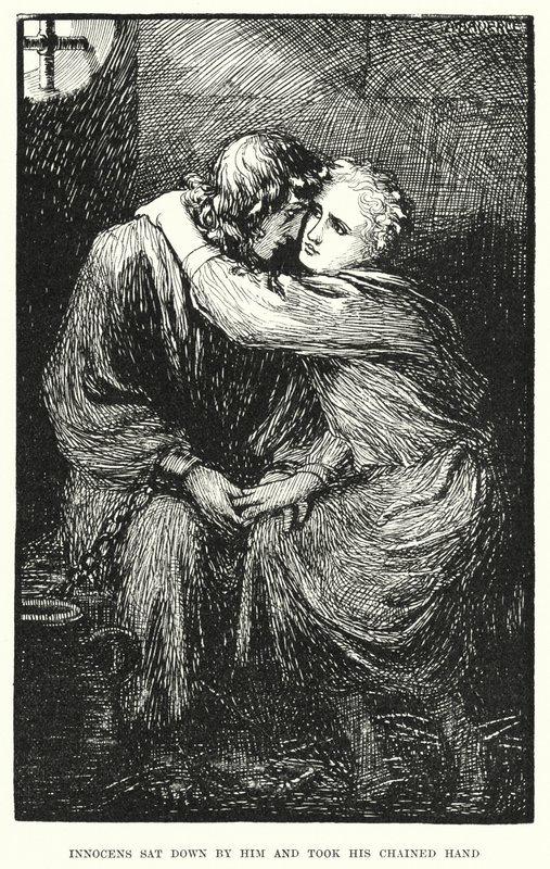 Innocens ging naast hem zitten en nam zijn geketende hand door Amelia M. (attr.to) Bowerley or Bauerle