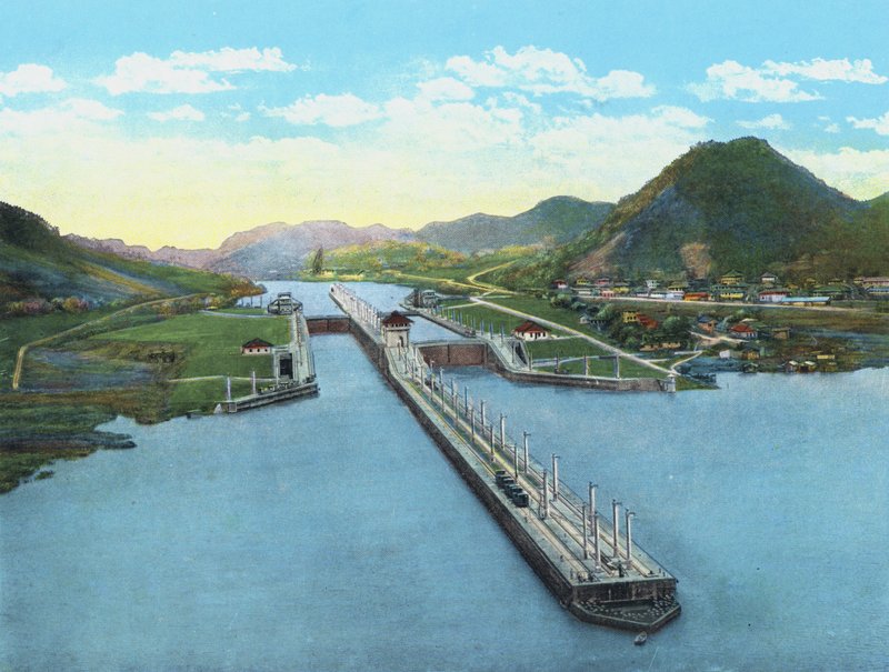 Vogelperspectief van Pedro Miguel Locks, Panamakanaal door American Photographer (after)