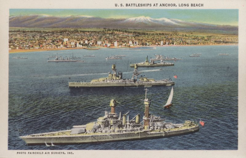 Californië: Amerikaanse slagschepen voor anker, Long Beach door American Photographer (after)
