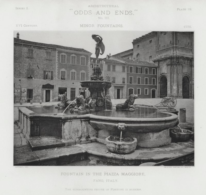 Fontein op het Piazza Maggiore, Fano, Italië door American Photographer (after)