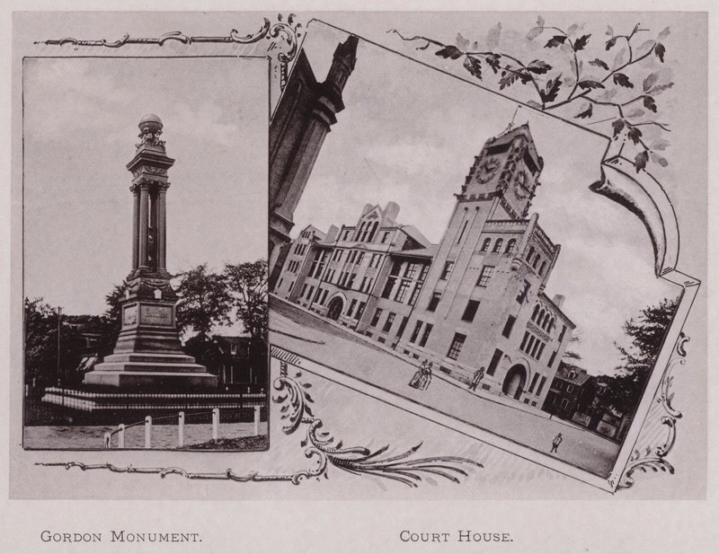 Gordon Monument; Gerechtsgebouw (zw/w foto) door American Photographer (after)