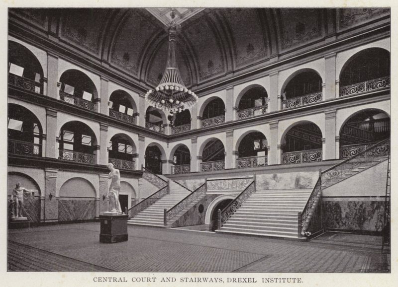 Philadelphia: Centrale Hof en Trappen, Drexel Institute door American Photographer (after)
