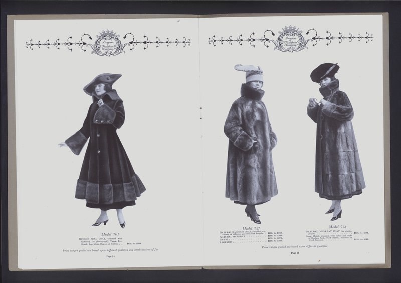 Twee-pagina spreiding uit The Theater of Fur Fashion door American Photographer (after)