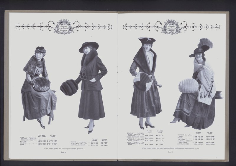 Twee-pagina spreiding uit The Theater of Fur Fashion door American Photographer (after)