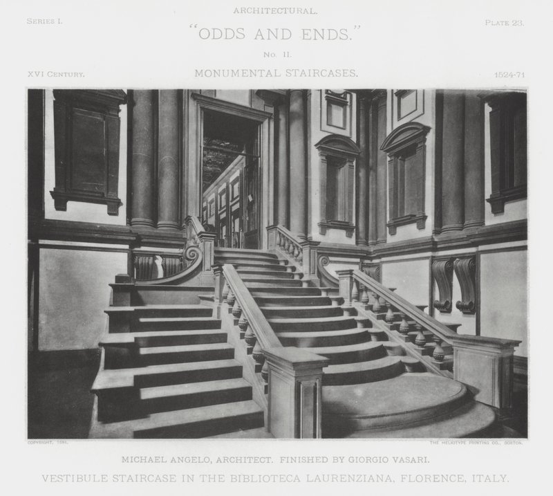 Vestibule Trap in de Biblioteca Laurenziana, Florence, Italië door American Photographer (after)