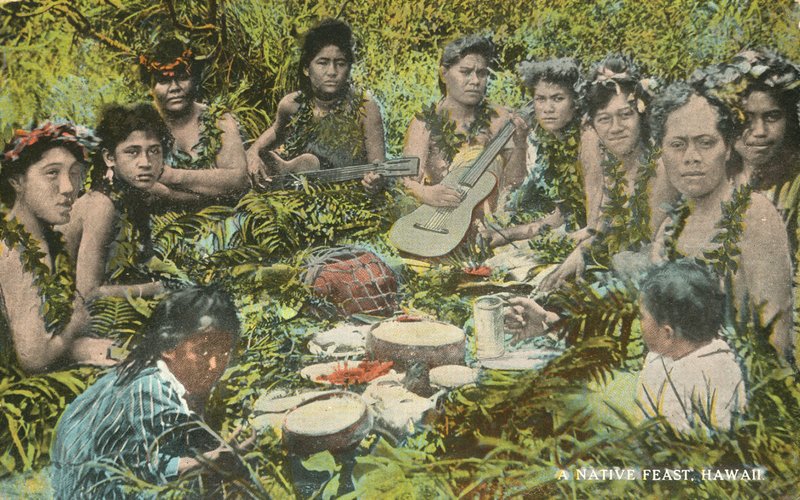 Een inheems feest, Hawaii (gekleurde foto) door American Photographer