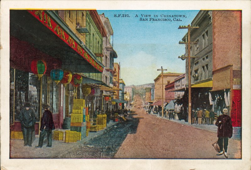 Uitzicht in Chinatown, San Francisco, Californië (gekleurde foto) door American Photographer