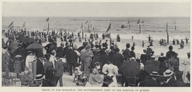 Strand bij Far Rockaway, de zuidelijkste grens van het district Queens door American Photographer