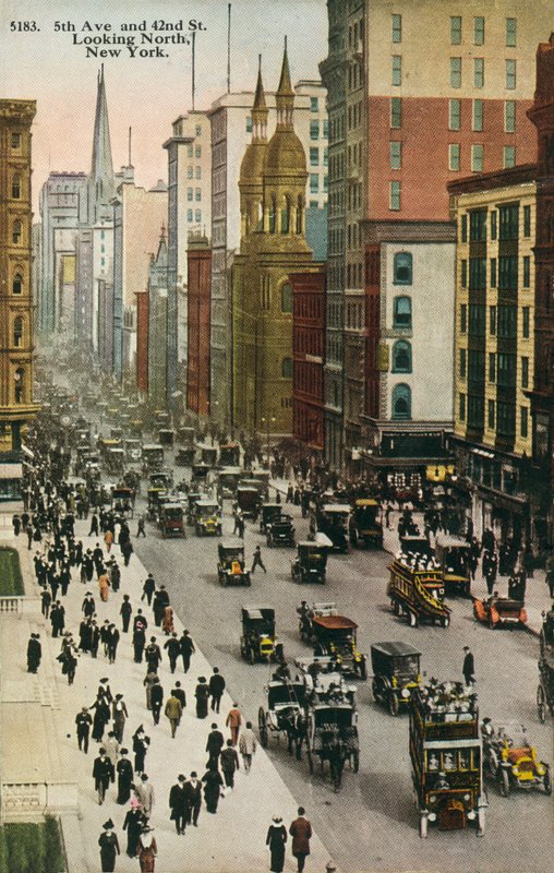 Fifth Avenue en 42nd Street, New York (ingekleurde foto) door American Photographer