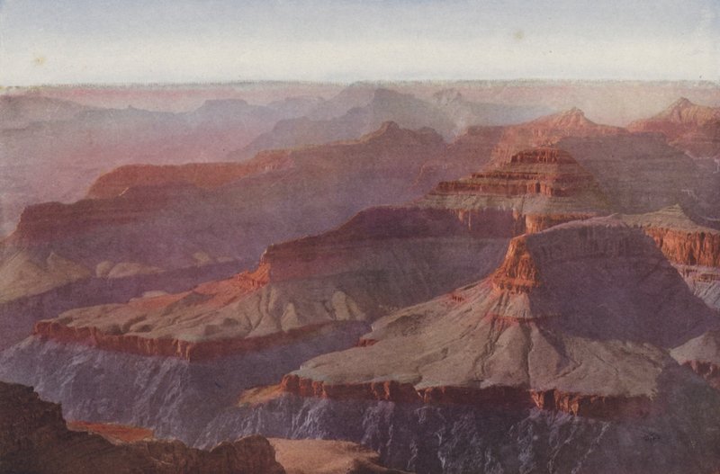 Grand Canyon, Arizona, zonsondergang vanaf Hopi Point (ingekleurde foto) door American Photographer
