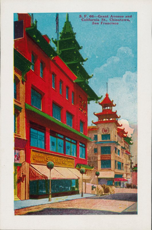 Grant Avenue en California Street, Chinatown, San Francisco (ingekleurde foto) door American Photographer