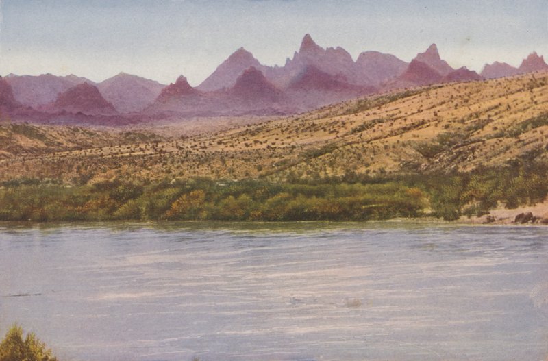 Naaldengebergte en Colorado-rivier, Californië (ingekleurde foto) door American Photographer