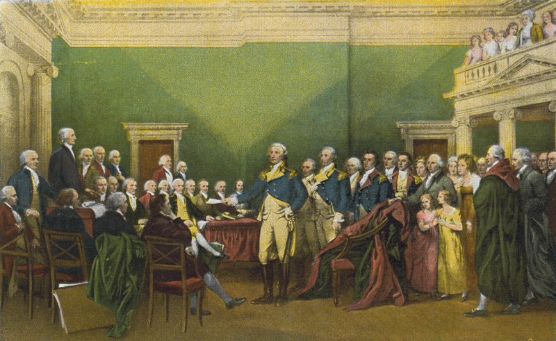 Ontslag van generaal Washington, Annapolis, 23 december 1783 (kleurenfoto) door American Photographer