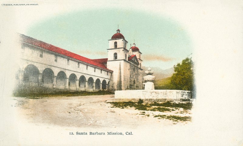 Santa Barbara Missie, Californië (ingekleurde foto) door American Photographer