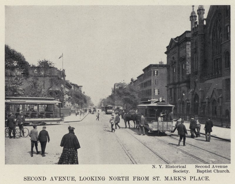 Tweede Avenue, kijkend naar het Noorden vanaf St Mark