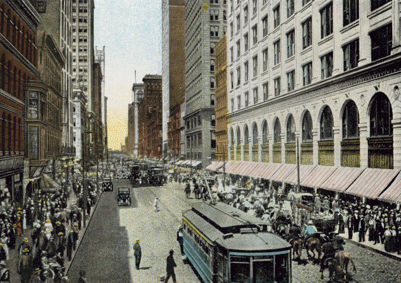 State Street, kijkend naar het noorden vanaf Van Buren Street door American Photographer