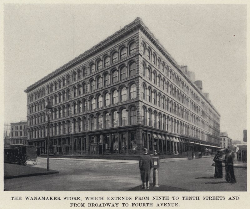De Wanamaker Winkel, die zich uitstrekt van Ninth tot Tenth Streets en van Broadway tot Fourth Avenue door American Photographer