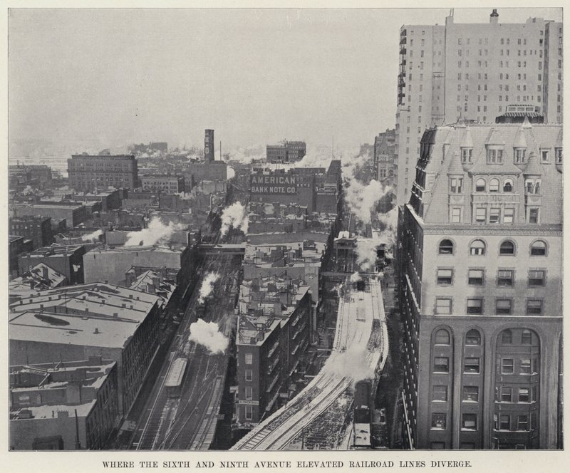 Waar de Sixth en Ninth Avenue verhoogde spoorlijnen uiteenlopen door American Photographer