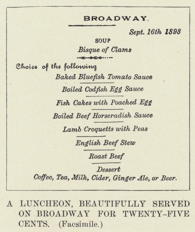 Een lunch, prachtig geserveerd op Broadway voor vijfentwintig cent, facsimile door American School